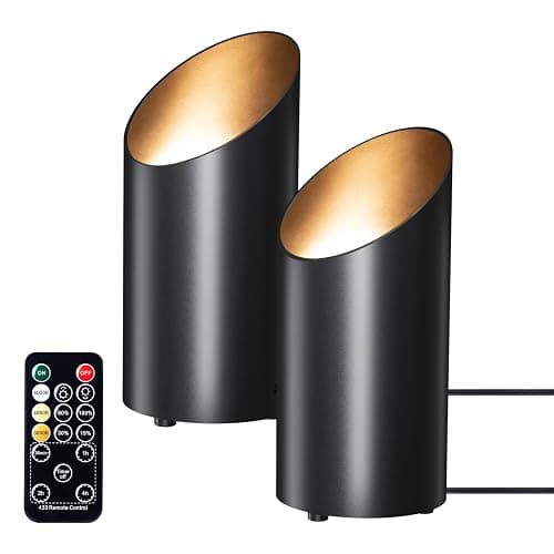 Brightown 2 Pack Uplights Indoor Floor Can Lights with Remote and Timer, 3 Color Temps and Dimmable Uplighting Spotlights for Dark Corner Sofa Plant Picture, 6.5 FT Plug Cord & Foot Switch, Black - Image 1