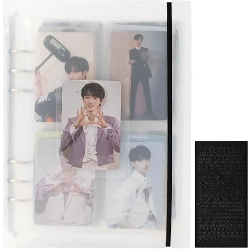 A5 Photocard Binder with 25 Pcs Inner 6 Ring, Clear K-Pop Korean Pop Photocard Holder Binder Book, 4 Photo Style Photo Card Album 1 Set with 1 Letter Sticker - Image 1