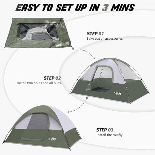 Camping Tent 2 Person, Waterproof Windproof Tent with Rainfly Easy Set up-Portable Dome Tents for Camping thumbnail 3