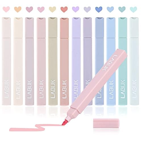 LABUK 12pcs Pastel Highlighters Aesthetic Cute Bible Highlighters and Pens No Bleed, with Mild Assorted Colors, Dry Fast Easy to Hold for Journal Planner Notes School Office Supplies - Muted Pastel-12Pcs - Image 1
