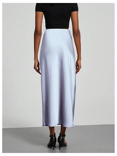 SHENHE Women's Satin Maxi Skirts High Waisted A Line Long Skirts Elegant Office Skirts thumbnail 3