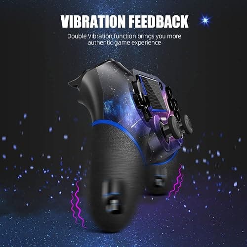 AceGamer Wireless Controller for PS4 Game Compatible with PS4/Pro/PC with Motion Motors and Audio Function,Mini LED Indicator,USB Cable and Anti-Slip (Starry Sky) thumbnail 3