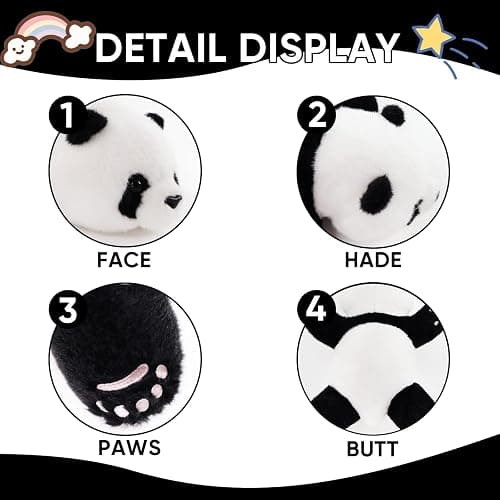 Furvana Plush Panda Stuffed Animal, Black and White Weighted Plush Pillow, 12" Soft Cuddly Toy, for Kids and Girls Birthday Christmas thumbnail 3
