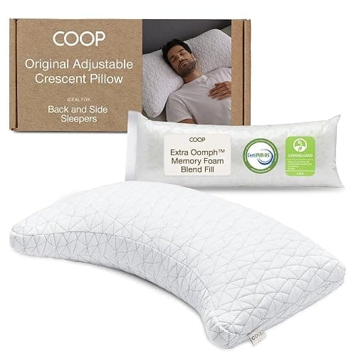 Coop Home Goods Original Crescent Adjustable Pillow, Queen Bed Pillows for Shoulder, Neck & Head Support, Crescent Foam Pillows - Medium Firm for Back & Side Sleeper, CertiPUR-US/GREENGUARD Gold - Image 1