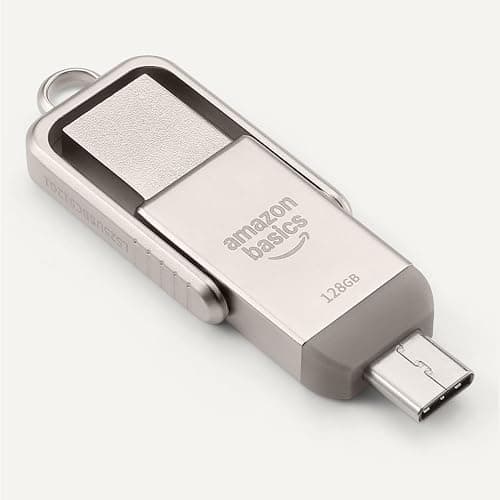 Amazon Basics 128GB USB Flash Drive, Thumb Drive Memory Stick with USB C and USB A Dual Ports, Champagne Silver thumbnail 5