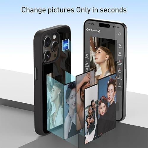 Phone Case for iPhone 16 Pro Max, 16 Pro, 16 Plus, 16, Smart Ink Screen Phone Case, NFC Memory Case for iPhone with Photo Screen, Funda Digital Inteligente (Black, for iPhone 16 pro max) thumbnail 2