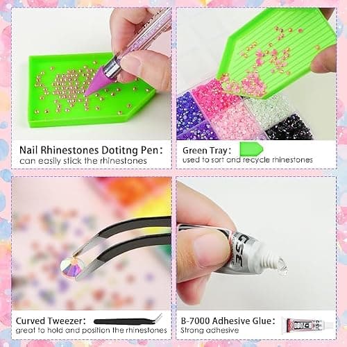 Colorful DIY Resin Rhinestone Kit, Resin Jelly Rhinestones For Bedazzling, Multicolor 3mm Flatback Gems For Diamond Art 3Pcs B7000 Jewelry Glue For Bedazzled Nail Art (24 colors) thumbnail 7