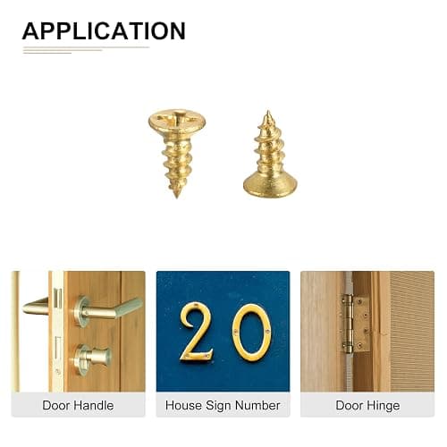 DTGN M2x5mm(DXL) Brass Phillips Wood Screws - 100Pack - Good for Wood Crafts, Furniture - Countersunk Head Self-Tapping Screw - Brass Tone thumbnail 4