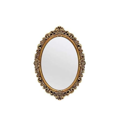 OIGUMR Oval Smallest Wall Mirror Resin Frame Size：12 x 8.3 inch Mirror Vintage Hanging Mirrors for Bedroom Living-Room Dresser Decor Gold - Image 1