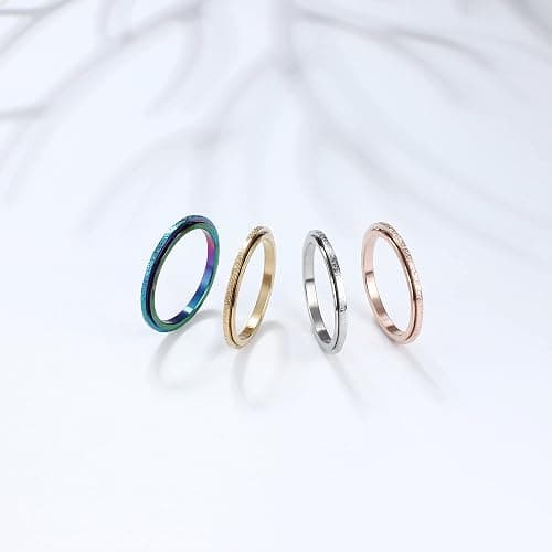 Diamday Fidget Rings for Women Men -2 4mm Titanium Steel Spinner Ring for Anxiety Stress Relief Glitter Sandblast Spinning Figit Anxiety Jewelry for Women Gifts thumbnail 5
