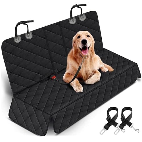 Yuntec Dog Car Seat Cover, Back Seat Cover for Dogs Pet Car Seat Protector Waterproof Bench Car Seat Cover, Non-Slip Reat Seat Cover fits Middle Armrest for Most Cars Trucks SUVs - Black - Image 1
