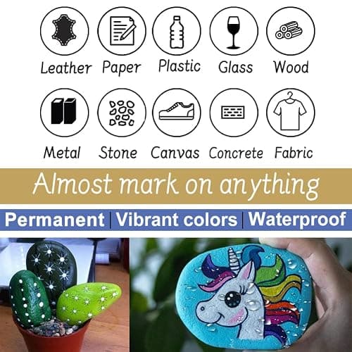 Overseas Paint Marker Pens - 8 Colors Oil Based Permanent Markers, Waterproof, Quick Dry, Medium Tip, Assorted Color Paint Pen for Metal, Wood, Fabric, Plastic, Rock Painting, Canvas, Glass, Art Craft thumbnail 6