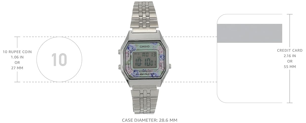 Casio Women Digital Watch with Stainless Steel Bracelet La680Wa-1B thumbnail 3