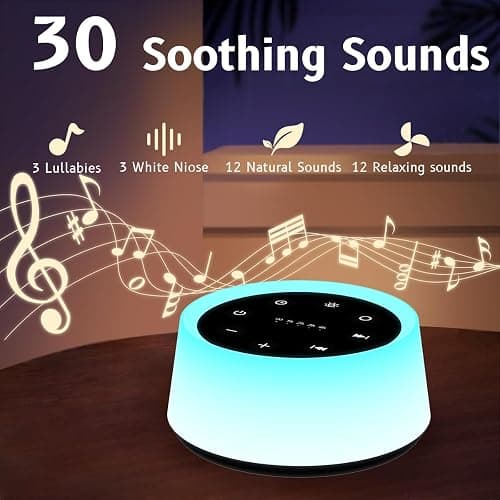 ColorsNoise Sound Machine and White Noise Machine with 30 Soothing Sounds 12 Colors for Kids Adult Baby Night Light with Memory Function for Home Office (Black) thumbnail 3