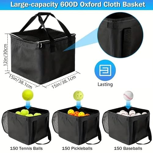 Tennis Ball Hopper - 150-180 Ball Capacity FolTennis Balls Hopper Tennis Ball Basket Picker Hopper Container ， for Picking and Storage Training Tool for Ball, Frame Not Included,EASY CARRYING! thumbnail 2