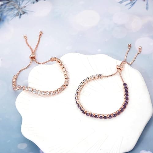 Suyi Tennis Bracelets for Women Cubic Zirconia Bracelet Adjustable Slider Bracelet Jewelry thumbnail 5