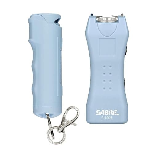 SABRE Pepper Spray & 2‑in‑1 Stun Gun with Flashlight Self Defense Kit – Fast Flip Top 10‑Second Safety Spray with Finger Grip & Keychain – Rechargeable Stun Gun, 1.60 µC Charge, 120‑Lumen LED Light - Image 1