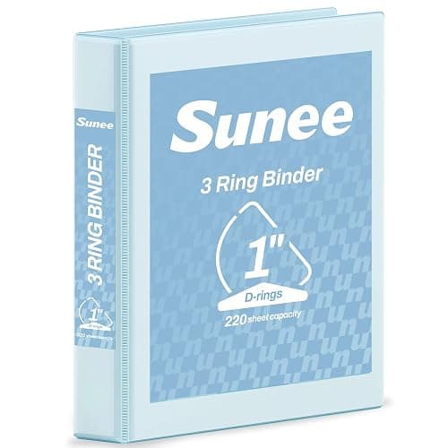 SUNEE 3 Ring Binder 1 Inch D Ring, Clear View Binder Three Ring PVC-Free (Fit 8.5x11 Inches) for School or Office Supplies, Pastel Blue, 1 Pack - Image 1