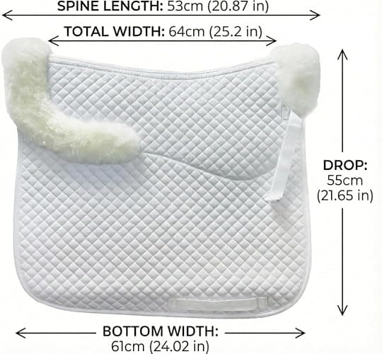 Woolous Dressage Saddle Pad, English Saddle Pad with Sheepskin Trim, Lambskin Wool Fleece Lining, Square Saddle Pad for Equestrian Riding, Comfortable & Shock Absorbing thumbnail 2