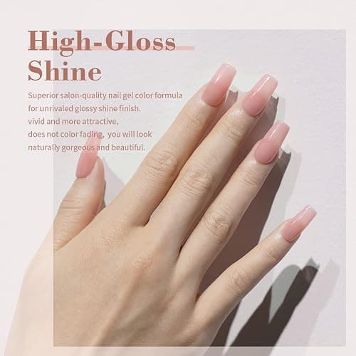 RARJSM Gel Nail Polish Jelly Pink Translucent Sheer Nude Colors Neutral Skin Tone Gel Polish Milky Clear Ice Pink 15ml Single Bottle Soak off UV LED Cured at Home Salon DIY French Manicure Nails Art - Baby Pink thumbnail 3