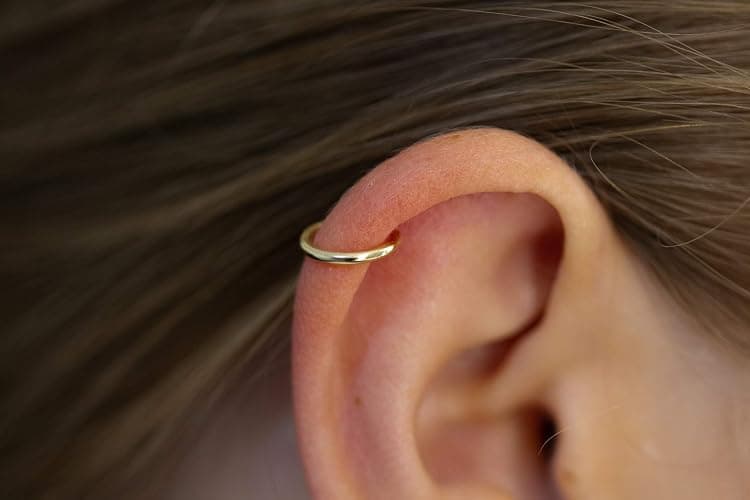 Gold Helix Hoop Earring, Cartilage hoop Tiny Cartilage Ring,Cartilage earring,Tragus earring,Helix ring,piercing earring,Gift for her,single hoop ring thumbnail 3