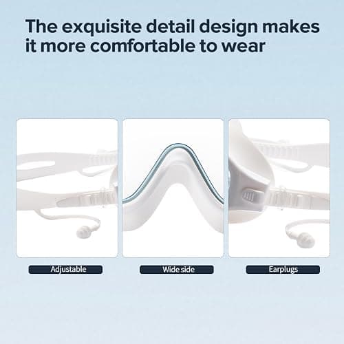seasprint Adult Swimming Goggles,Leak-Proof,Anti-Fog Pool Glasses,Wide View Swim Goggles with Ear Plugs and Nose Clip thumbnail 3