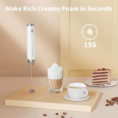 Maestri House Rechargeable Milk Frother, LunaFro NS Handheld Electric Foam Maker Waterproof Detachable Stainless Steel Whisk Drink Mixer Foamer for Lattes, Cappuccino, No Stand thumbnail 5