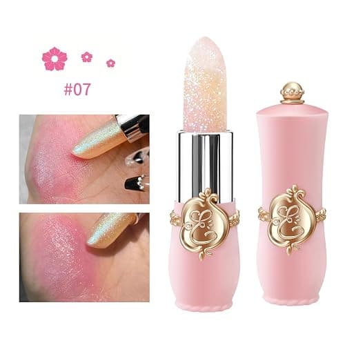6 Pcs/Set Flower Jelly Lipstick Set Temperature Change Moisturizer Long Lasting Nutritious Shimmer Lip Balm Magic Color Change Lip Gloss (Color Changing Lipstick Set B) thumbnail 6