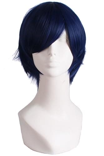 MapofBeauty Men's Short Straight Wig Cosplay Costume Wig (Midnight Blue) - Image 1