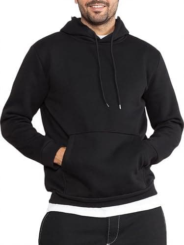 LINMYZAI Men's Fleece Hoodie Pullover Long Sleeve Hooded Sweatshirt Drawstring Kangaroo Pocket Athletic Hoodies thumbnail 2