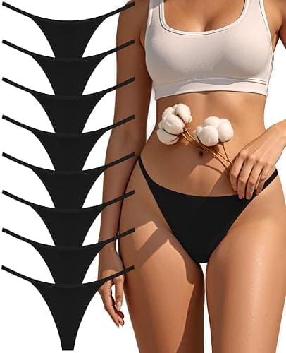Cotton G-String Thongs for Women Underwear Breathable Stretch Low Rise Panties T-back Sexy Ladies 8 Pack - Image 1