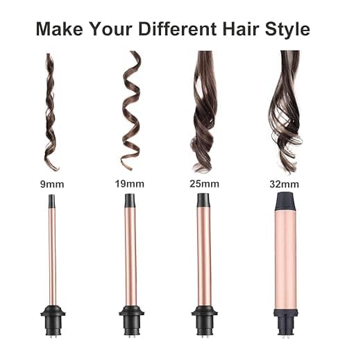 JAETON 4 in 1 Curling Wand Set, Curling Iron Set(0.35”-1.25”) with 2 Temp | Hair Curler Set with 4 Interchangeable Ceramic Barrels, Dual Voltage, 180°C/230°C thumbnail 2