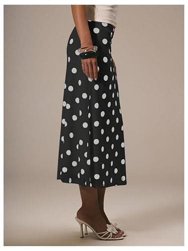 SOLY HUX Women's Polka Dots Midi Skirt Low Rise Summer Casual Going Out Skirts thumbnail 4