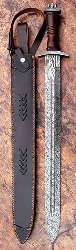 Custom Hand Forged Damascus Steel Swiss Dagger Sword Viking Gladius Double Edge Sword Gladiator Blood Grooved Sword thumbnail 5