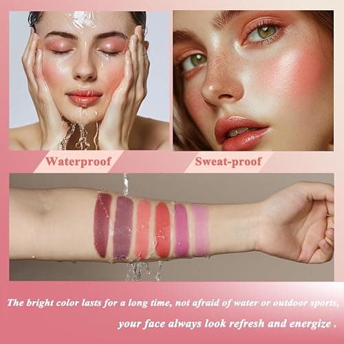 Cream Blush stick, Natural-Looking Matte Finish Makeup Blush stick, Hydrating Long Lasting Lightweight Blendable Blush for cheeks (#4 Neutal Peach, 1 PC) thumbnail 5
