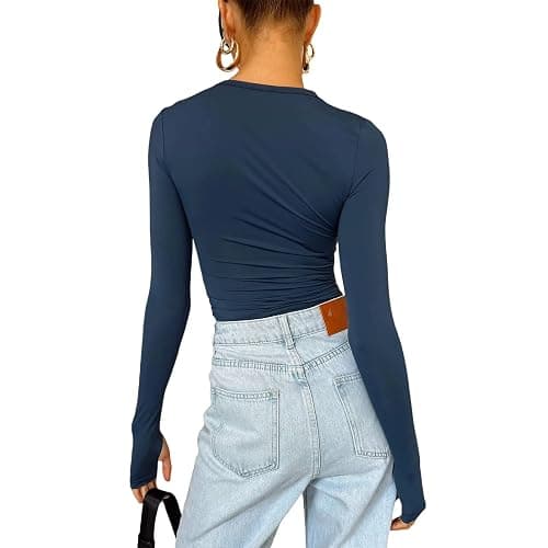 Women's Basic Long Sleeve Slim Fit Crop T Shirt Top Y2K Tops TikTok Crop Top Club Party E-Girls Streetwear thumbnail 4