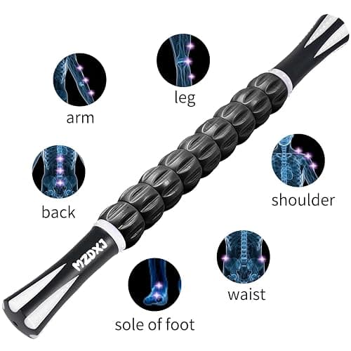 MZDXJ Muscle Roller Massage Roller Stick- Deep Tissue Fascia Blaster for Myofascial Pain Relief, Lymphatic Drainage & Body Sculpting, Handheld Physical Therapy & Recovery Tool (White black-18 inch) thumbnail 6