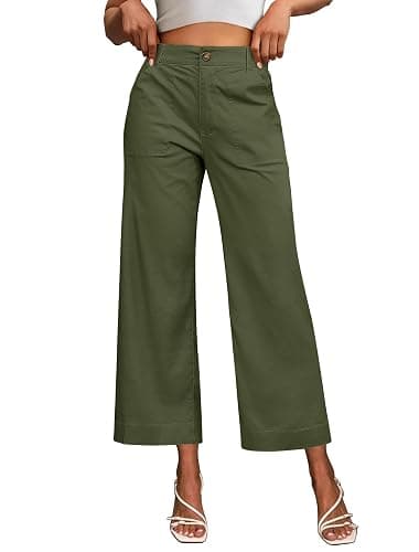 Eddoyee Wide Leg Pants for Women High Waisted Stretchy Work Pants Casual Dressy Business Slacks Trousers with Pockets - Image 1