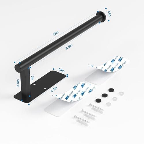 ASTOFLI Paper Towel Holder Under Cabinet No Drilling, Self Adhesive Paper Towel Holder Wall Mount for Kitchen Rack, Under Counter Napin Holder No Drill, 304 Stainless Steel Matte Black thumbnail 3