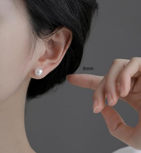 12 Pairs Pearl Stud Earrings for Women & Men, Hypoallergenic Stainless Steel 4 Sizes (6mm-12mm), Classic Round Pearl Earrings Set for Daily Wear thumbnail 4