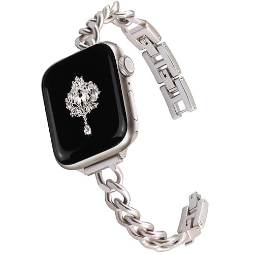 Newlibery Slim Starlight Band for Women Feminine Elegant Compatible with Apple Watch 38/40/41/42mm (S10/11) Adjustable Metal Strap Dressy Chain Bracelet for iWatch Series 11/10/9/8/7/6/5/4/SE/3/2/1 - Image 1