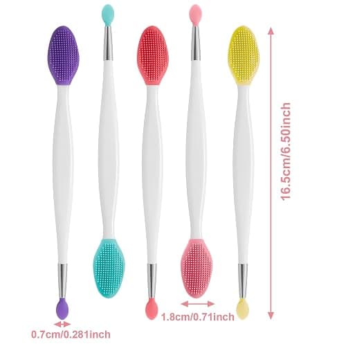 XLIUAX 10 Pcs Lip Scrub Brush, 3-in-1 Silicone Lip Brush Dual-ended Lips Scrubber Exfoliator Mask Applicator Facial Cleansing Brushes for Dark Lips Makeup Skincare Removal thumbnail 7