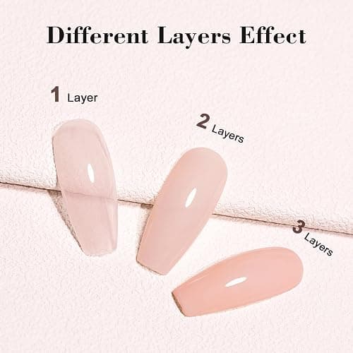 RARJSM Nude Gel Nail Polish Warm Pink Sheer Neutral Skin Tone Color Ice Jelly Blush Pink Gel Polish Transparent Nail Gel Polish Soak off UV LED Cured for Home Salon DIY Manicure 15ml Single Bottle thumbnail 5