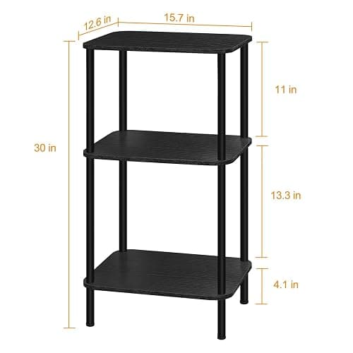 BTY Tall Side Table 3 Tier End Table, 30 Inch H Small End Table with Storage Shelves, Tall Nightstand for Small Spaces Living Room, Bedroom, Home Office,3 Tier Slim Telephone Table thumbnail 3