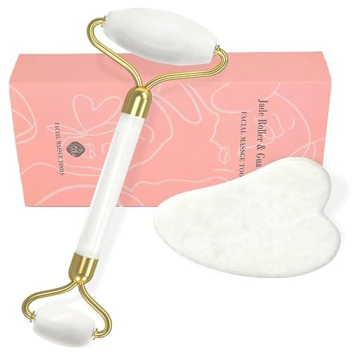 YLTNEUQER Gua Sha Facial Massage Tool & Jade Roller Set, Facial Massager for Face, Neck, Back, Arms, Legs, Eye,SPA Gifts for Women Gua Sha Facial Massager Reduce Puffiness and Improve Wrinkles - Image 1