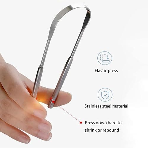 Yiwafu 2 Pack Tongue Scraper,Stainless Steel Tongue Cleaners,Tongue Scraper for Adults, Reduce Bad Breath and Fresh Breath(Silver) thumbnail 3
