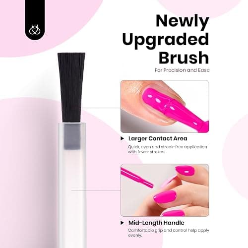Beetles Pink Gel Nail Polish - Neon Whispers Hot Pink Gel Polish HEMA-Free, 8ML/0.27Fl Oz Soak Off UV LED Lamp Nail Art, Long-Lasting Manicure Salon DIY Home Summer Nails thumbnail 7