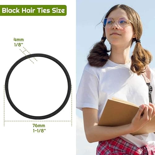 150 Pieces Black Hair Ties for Thick Curly Hair Bulk Hair Ties Ponytail Holders Hair Elastics Bands for Women or Men (4mm) thumbnail 5