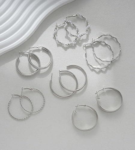 36 Pairs Gold Hoop Earrings Set for Women, Chunky Gold Earrings Multipack, Trendy Silver Hoop Earring Pack Jewelry thumbnail 6