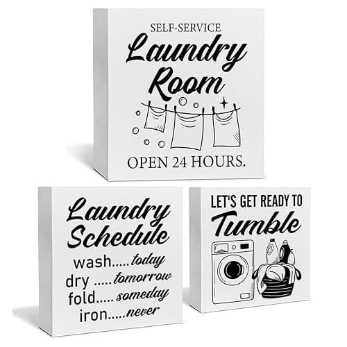 Laundry Room Decor for Home Farmhouse Laundry Tiered Tray Decor 3 Pcs Decorative Wood Box Signs Table Desk Shelf Decoration - Image 1